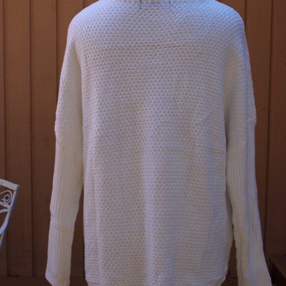 Merokeety NWOT Women Sweater Ivory Turtleneck Knit SZ L High & Low Acrylic - Picture 3 of 4